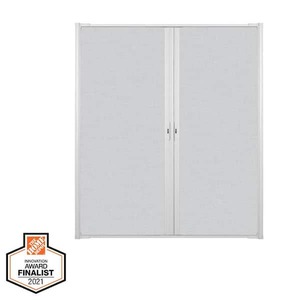 lot 92 image: 72 in. x 80 in. LuminAire White Double Universal Aluminum Gliding Retractable Screen Door Fits 68 to 72 in. Opening