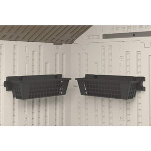lot 149 image: Suncast 25 in. Plastic Storage Shed Basket Accessory Kit (2-Pack)