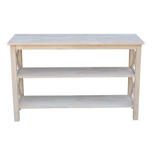 lot 158 image: Hampton 48 in. Unfinished Standard Rectangle Wood Console Table with Shelves