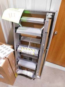 lot 117 image: Energy Efficient 7 ft. 8 in. to 10 ft. 3 in., 25.5 in. x 54 in. Insulated Aluminum Attic Ladder, 375 lbs. Load Capacity