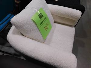 lot 162 image: JAYDEN CREATION Regina Ivory Modern Swivel Chair with 1-Pillow