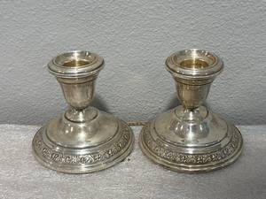 lot 75 image: Sterling Silver .925 Candle Stick Holders