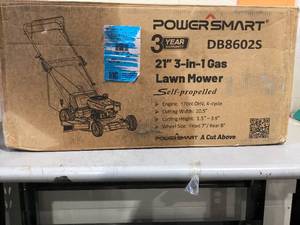 lot 527 image: PowerSmart 21 Push Gas Lawn Mower with Rear Bag 144cc Engine 3-in-1 with Height Adjustment