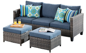 lot 2 image: 3PCS Ovios Outdoor Patio Furniture Set, Wicker Patio Sectional Furniture Set