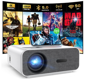 lot 26 image: 4K Support Projector with Wifi and Bluetooth, HOMPOW Mini Portable Projectors for Outdoor Home Movie