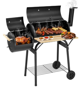 lot 31 image: Segmart Charcoal Grill with Offset Smoker & Side Table, Portable Outdoor Camping Barrel BBQ Oven with Wheels