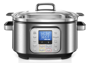 lot 136 image: Slow Cooker, HOUSNAT 10 in 1 Programmable Cooker, 6Qt Stainless Stee