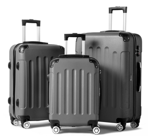 lot 536 image: 3PCS Zimtown Hardside Lightweight Spinner Dark Gray Luggage Set with TSA Lock