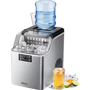 lot 547 image: Silonn Ice Makers Countertop - 24PCS Ice Cubes in 13 Min, 45lbs Per Day, 2 Ways to Add Water, Auto Self-Cleaning, Stainless