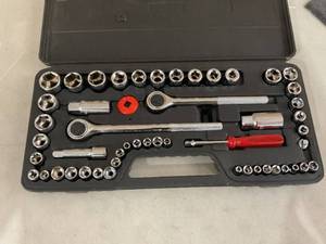 lot 366 image: 52PCS Stalwart Drive Socket Set - 14, 38 and 12 Sockets - SAE and Metric Tools