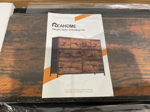 lot 175 image: REAHOME 8 Fabric Drawer Steel Frame Bedroom Storage Organizer Chest Dresser w Waterproof Top