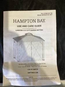 lot 544 image: Hampton Bay Lorston Gazebo Outdoor Patio Replacement Netting