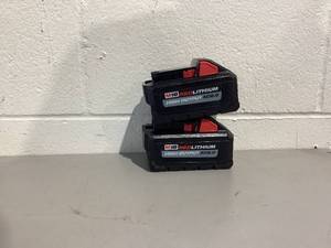lot 556 image: LOT OF 2 Milwaukee 48-11-1880 M18 Redlithium High Output 18v 8.0 Ah Lithium-Ion Batteries