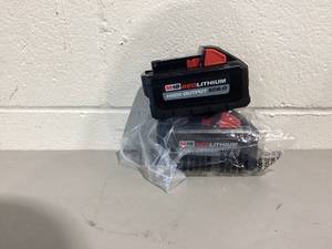 lot 557 image: LOT OF 2 Milwaukee 48-11-1880 M18 Redlithium High Output 18v 8.0 Ah Lithium-Ion Batteries