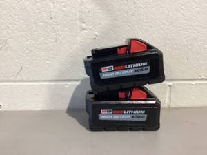 lot 558 image: LOT OF 2 Milwaukee 48-11-1880 M18 Redlithium High Output 18v 8.0 Ah Lithium-Ion Batteries