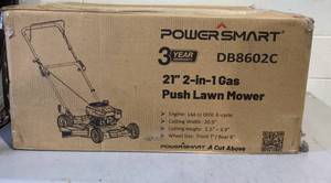 lot 563 image: PowerSmart Gas Lawn Mower, 21 144cc 2-in-1 Walk-Behind , Side Discharge Push Lawn Mower
