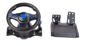 lot 338 image: ESTINK PC Game Racing Wheel,Game Steering Wheel 180 Rotation 7 in 1 Vibration USB Racing Game Wheel with Pedal for PC