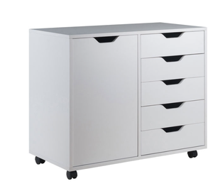 lot 432 image: Halifax 5-Drawer, Side Storage Mobile Cabinet, White