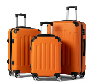 lot 169 image: 3PCS Zimtown Hardside Lightweight Spinner Orange Luggage Set with TSA Lock