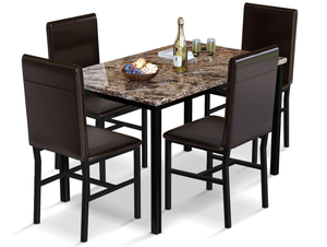 lot 179 image: 5PCS AWQM Dining Table Set for 4,Faux Marble Kitchen Table and Chairs for 4