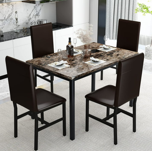 lot 181 image: 5PCS AWQM Dining Table Set for 4,Faux Marble Kitchen Table and Chairs for 4