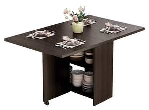 lot 182 image: Folding Dining Table Drop Leaf Table for Small Spaces with 2 Tier Storage Racks