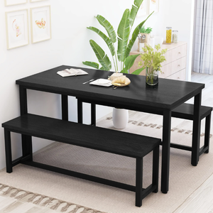 lot 243 image: 3PCS AWQM Dining Table Set with 2 Benches, Kitchen Table Set for 4
