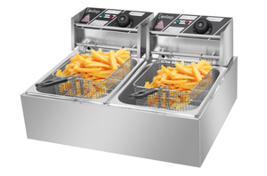 lot 250 image: ZOKOP EH82 5000W MAX 110V 12.7QT12L Stainless Steel Double Cylinder Electric Fryer