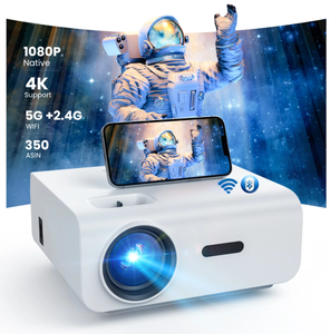 lot 376 image: Groview 5G2.4G WiFi Bluetooth Projector, 12000 Lux Native 1080P Projector with 100 Projector Screen