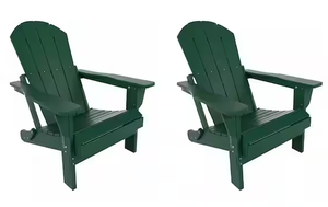 lot 581 image: 2PCS Laguna Fade Resistant Outdoor Patio HDPE Poly Plastic Classic Folding Adirondack Chairs