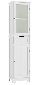 lot 608 image: HORSTORS Bathroom Cabinet, Storage Cabinet with 2 Doors & 1 Drawer, Floor Freestanding Cabinet with Adjustable Shelves