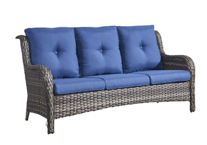 lot 393 image: 65 Denim Blue Wicker Patio Sofa