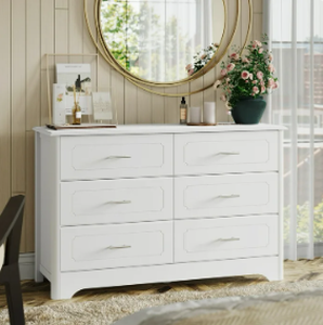 lot 442 image: Homfa White 6 Drawers Double Dresser