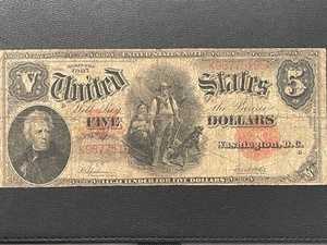 lot 1 image: 1907 $5 Dollar United States Note