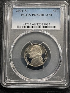 lot 28 image: 2001-S Jefferson Nickel Proof PCGS PR69 Deep Cameo