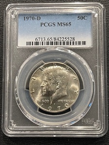 lot 69 image: 1970-D Kennedy Half Dollar PCGS MS65