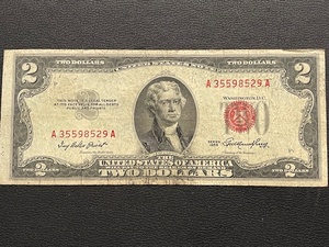 lot 80 image: 1953 Red Seal $2 Dollar Bill