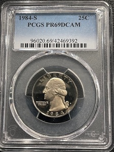 lot 86 image: 1984-S Washington Quarter Proof PCGS PR69 Deep Cameo