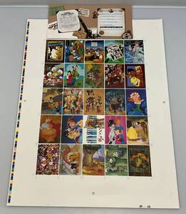 lot 34 image: Limited Edition Disney A Disney Family Reunion Trading Cards Uncut Sheet With COA
