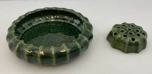 lot 57 image: Vintage Van Briggle Bowl & Flower Frog 2 Pc Art Pottery Circa 1950s - 1960s