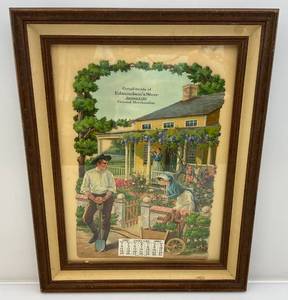 lot 74 image: 1903 Embossed Calendar Printed In Germany Framed Behind Glass 18 x 23