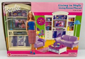 lot 75 image: 2002 Barbie Living In Style Living Room Playset (NIB)