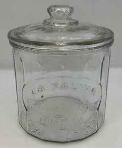 lot 120 image: Vintage LA Palina Glass Cigar Jar With Lid (VERY COOL)