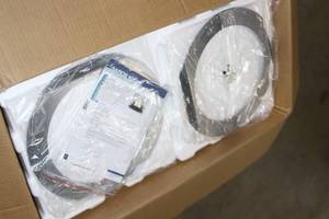 lot 25 image: Crestron ICS8T-W-T PAIR of 8 In-Ceiling Pro Audio Subwoofer Sub Woofer  Bass Loudspeakers Speakers