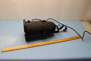 lot 115 image: Stage Light, Spotlight, Limelight Professional Black W Light Bulb. Measure Approx. 19 L X 8 Diameter