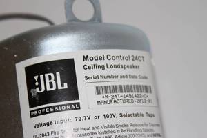 lot 133 image: Pair of White JBL Compact In-Ceiling Pro Audio Speakers, Model Control 24CT