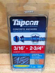 lot 107 image: Lot of 6 - Tapcon 316x2-34 Hex Head 25 Packs Model # HW3-234P25