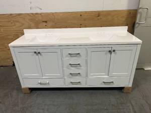 lot 15 image: LONDON 72 Double Sink Bathroom Vanity with Top- White