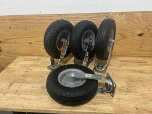 lot 121 image: Strongway Lot of 4- 12in. Swivel Flat-Free Rubber Foam-Filled Casters, 330-Lb. Capacity, Sawtooth Tread