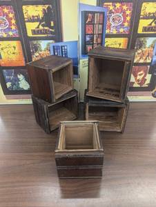 lot 2 image: 5 Various Trinket Display Boxes - 100 year old wood - Hand Made